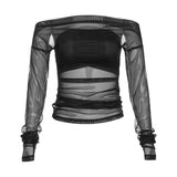 Street Fashion Slim Fit Off-shoulder Backless Long Sleeve Top | Gthic.com
