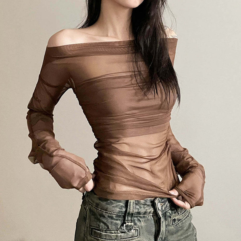Street Fashion Slim Fit Off-shoulder Backless Long Sleeve Top | Gthic.com