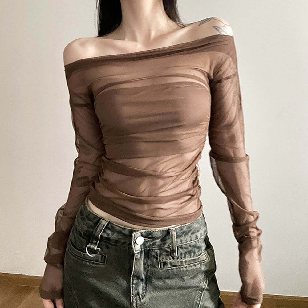 Street Fashion Slim Fit Off-shoulder Backless Long Sleeve Top – GTHIC