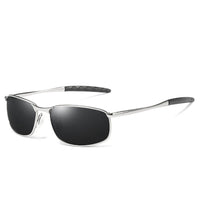 Silver frame black and gray lens