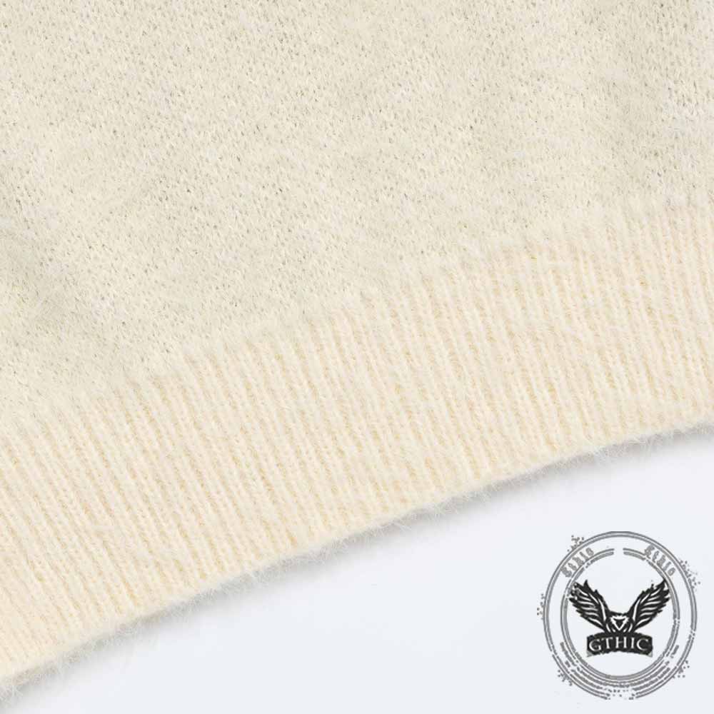 Street Lettered Faux Mink Knit Hooded Sweater