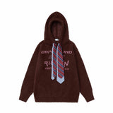 Street Lettered Faux Mink Knit Hooded Sweater | Gthic.com