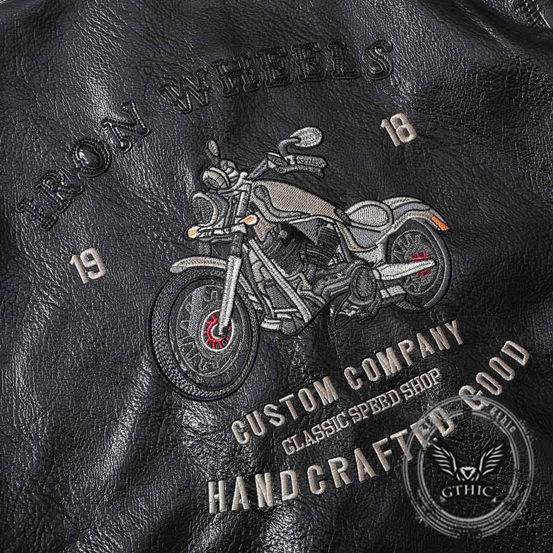 Street Letters Motorcycle Embroidered Leather Jacket