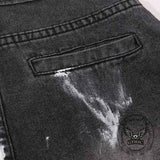 Street Multi-Pocket Deconstructed Graffiti Loose Jeans