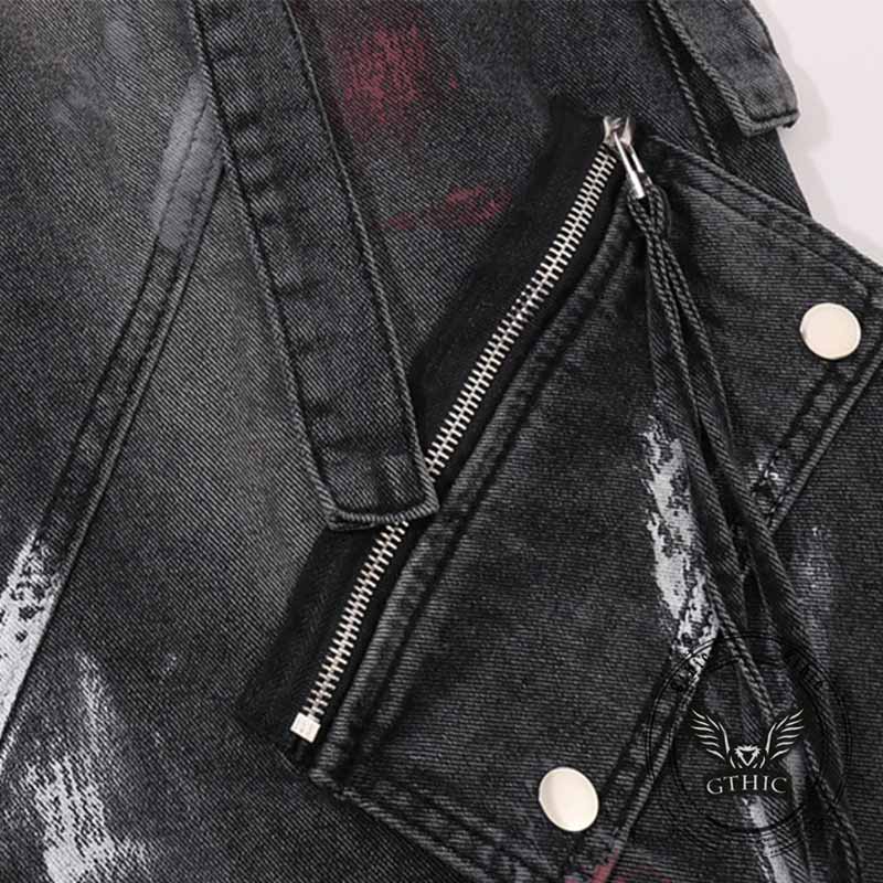 Pantalon Punk Homme en Coton Imprimé Crâne Patch