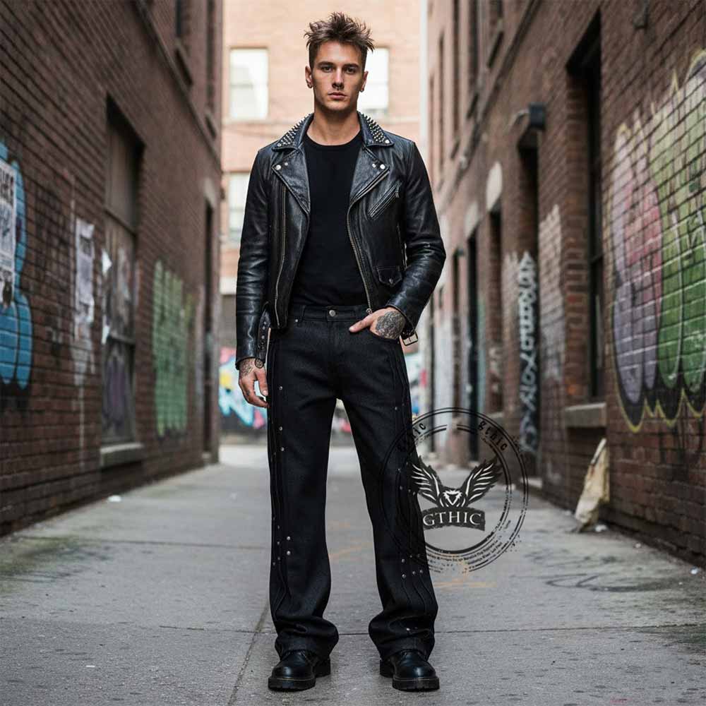 Street Pleated Button Design Solid Wide-Leg Pants | Gthic.com