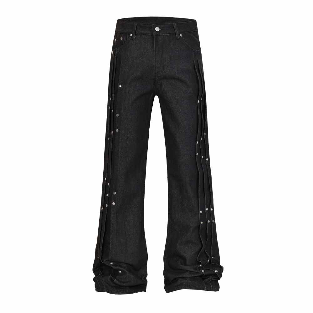 Street Pleated Button Design Solid Wide-Leg Pants | Gthic.com