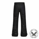 Street Pleated Button Design Solid Wide-Leg Pants | Gthic.com