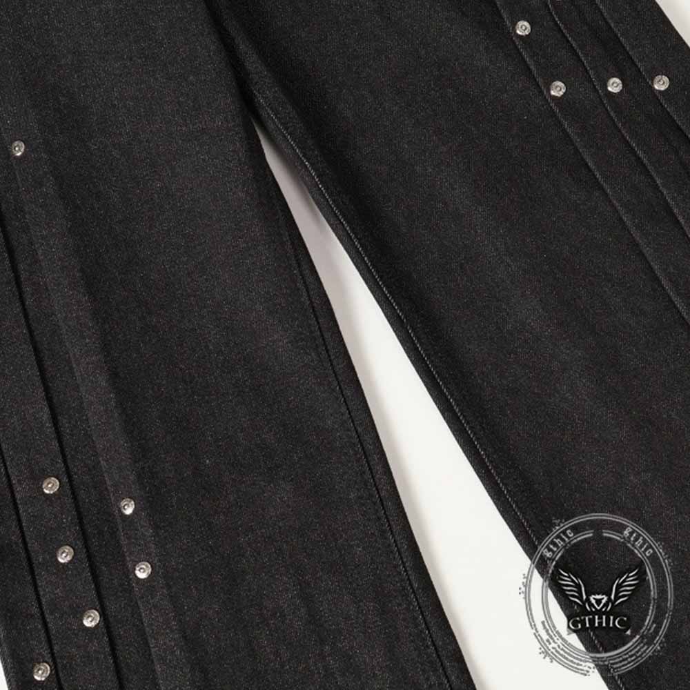 Pantaloni punk da uomo in cotone con stampa teschio patch