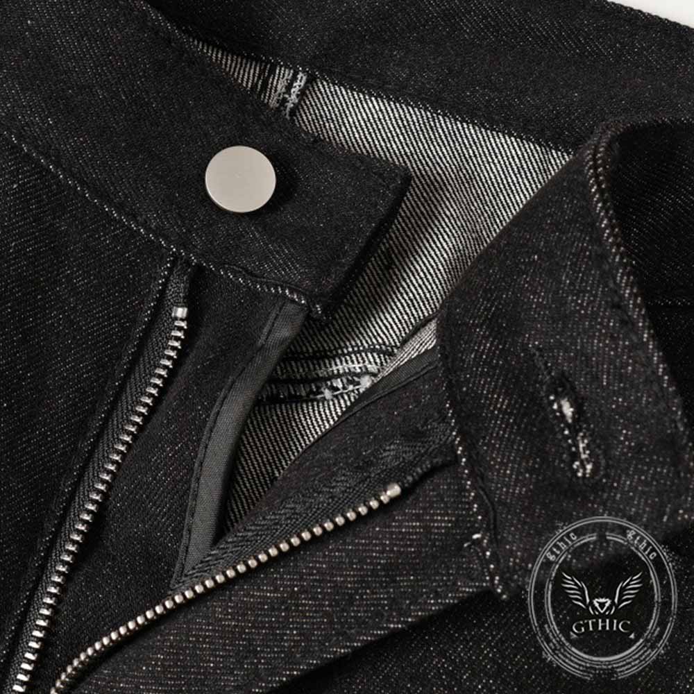 Pantaloni punk da uomo in cotone con stampa teschio patch