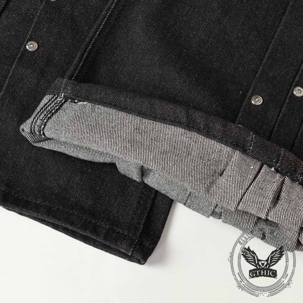 Pantaloni punk da uomo in cotone con stampa teschio patch