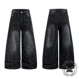 Street Punk Studded Design Wide Leg Baggy Jeans | Gthic.com