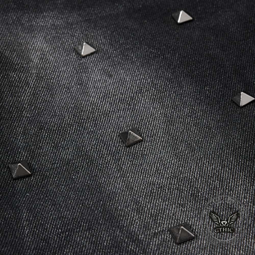 Street Punk Studded Design Wide Leg Baggy Jeans