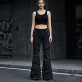 Street Punk Studded Ripped Slight-Flare Jeans | Gthic.com