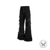 Pantalon Punk Homme en Coton Imprimé Crâne Patch