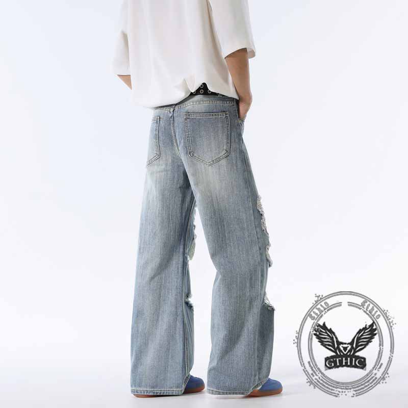 Pantaloni punk da uomo in cotone con stampa teschio patch