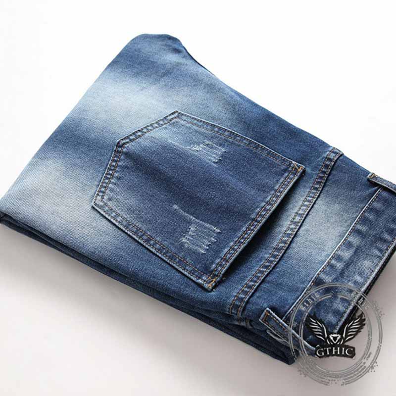 Pantaloni punk da uomo in cotone con stampa teschio patch