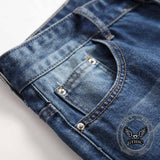 Pantaloni punk da uomo in cotone con stampa teschio patch