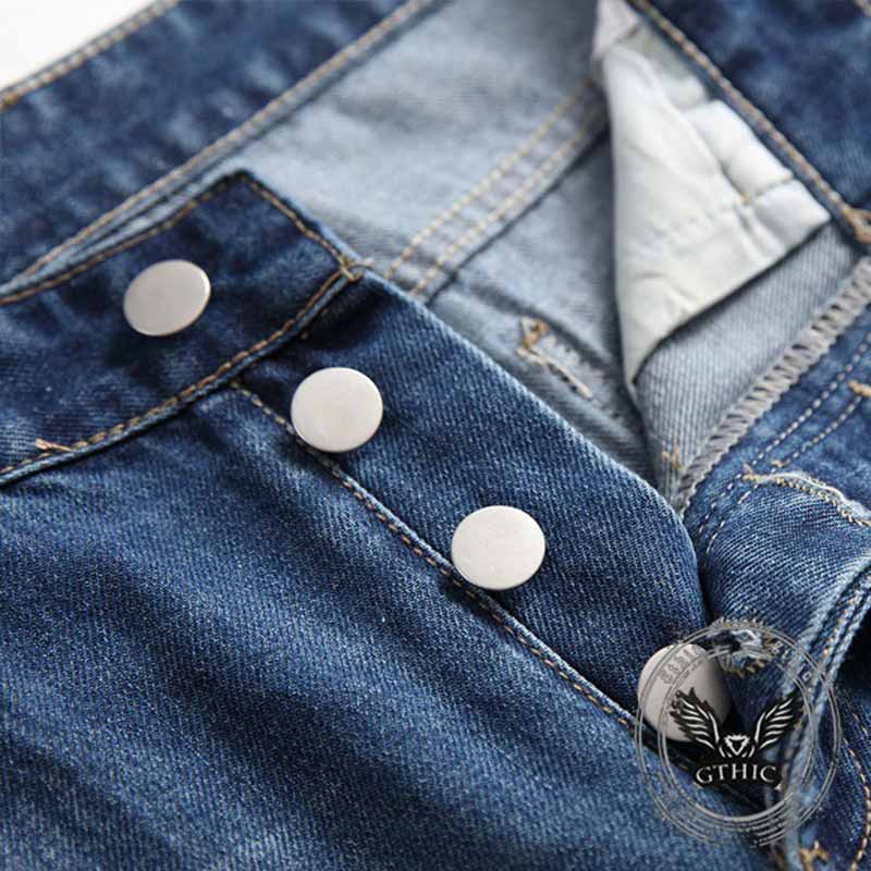 Punk-Hose für Herren aus Baumwolle mit Aufnäher und Totenkopf-Aufdruck