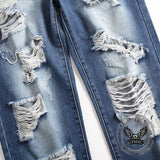 Pantaloni punk da uomo in cotone con stampa teschio patch