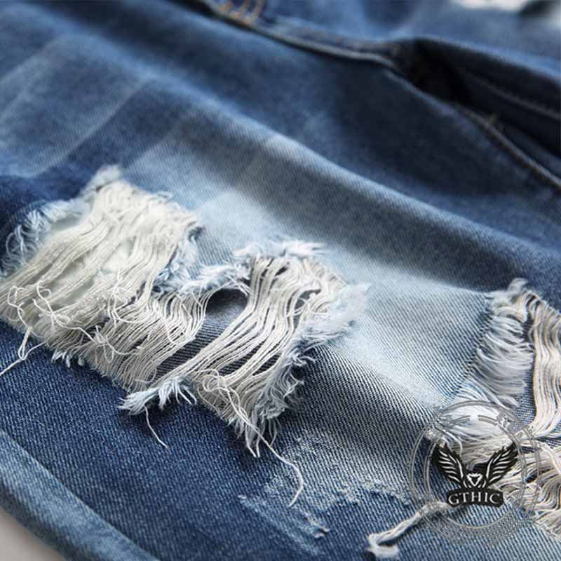 Punk-Hose für Herren aus Baumwolle mit Aufnäher und Totenkopf-Aufdruck