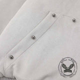 Street Rivets Cross Pattern Plush Ears Hooded Jacket