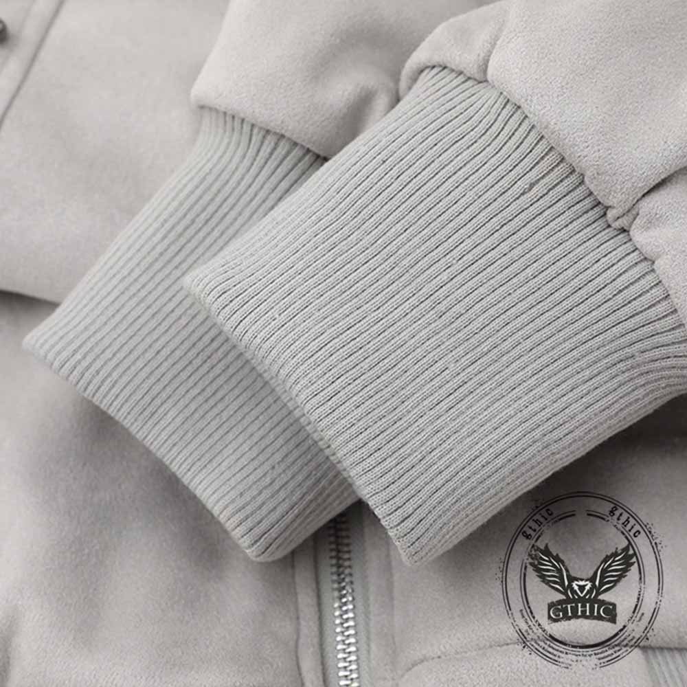 Street Rivets Cross Pattern Plush Ears Hooded Jacket