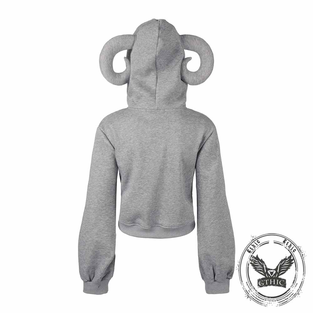 Street Short Horned Hoodie Gothic Sweatpants Set