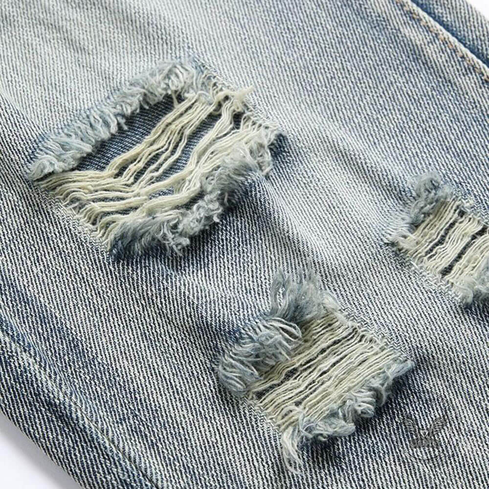 Pantaloni punk da uomo in cotone con stampa teschio patch