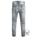 Street Slim-Fit Distressed Straight-Leg Biker Jeans | Gthic.com