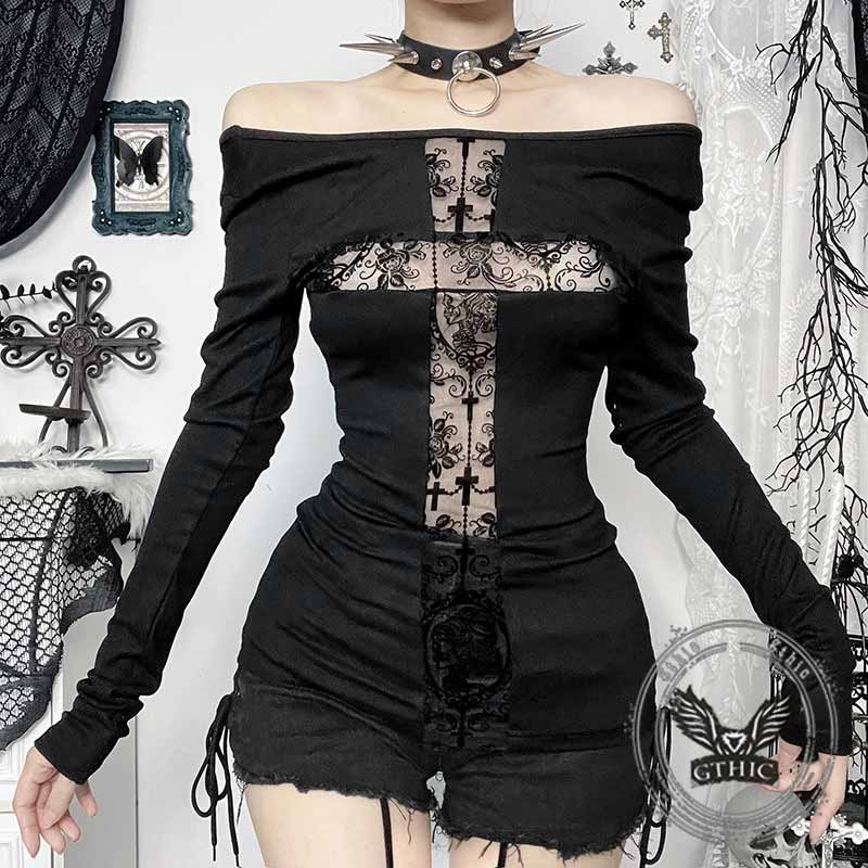 Street Style Cross Hollow Perspective All-Match Top 01 | Gthic.com