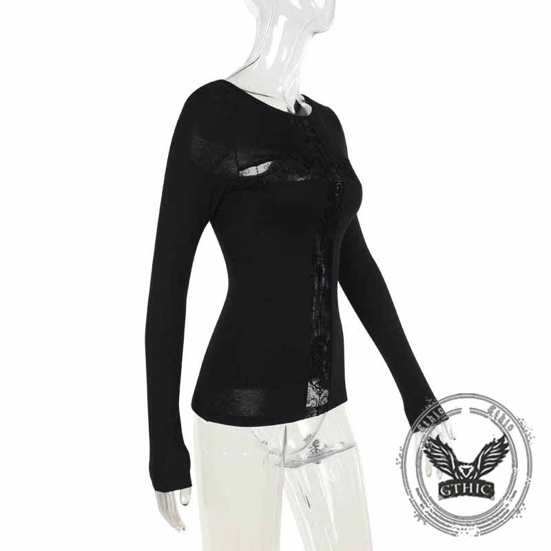 Street Style Cross Hollow Perspective All-Match Top