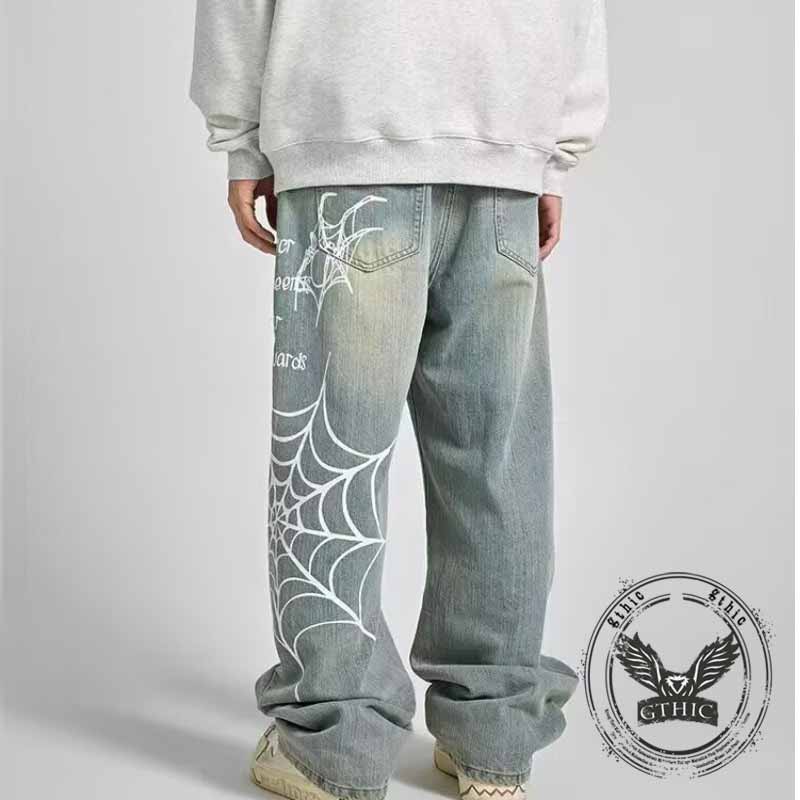 Pantalon Punk Homme en Coton Imprimé Crâne Patch