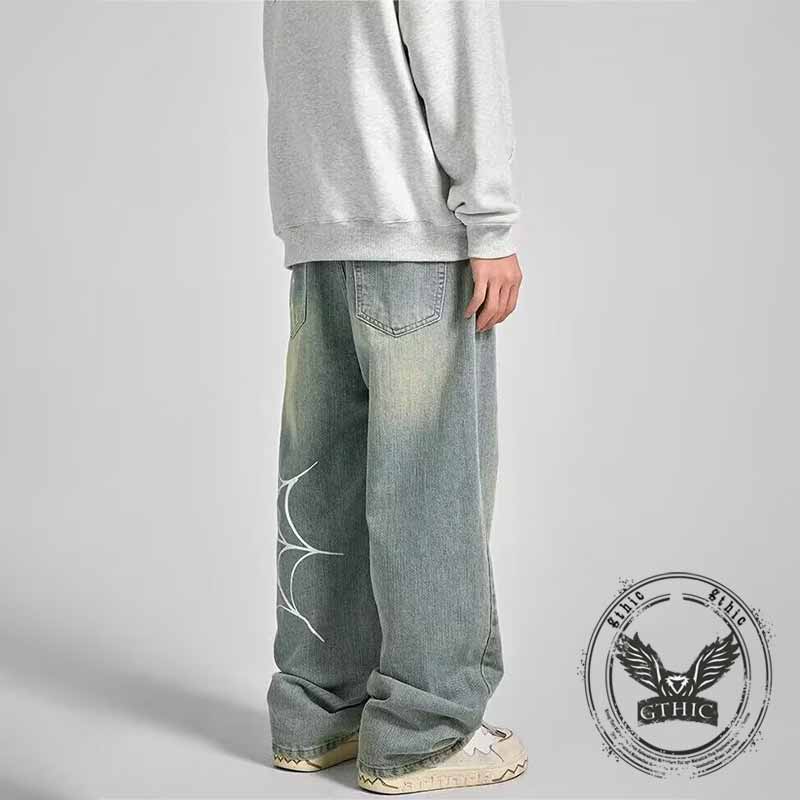 Pantalon Punk Homme en Coton Imprimé Crâne Patch