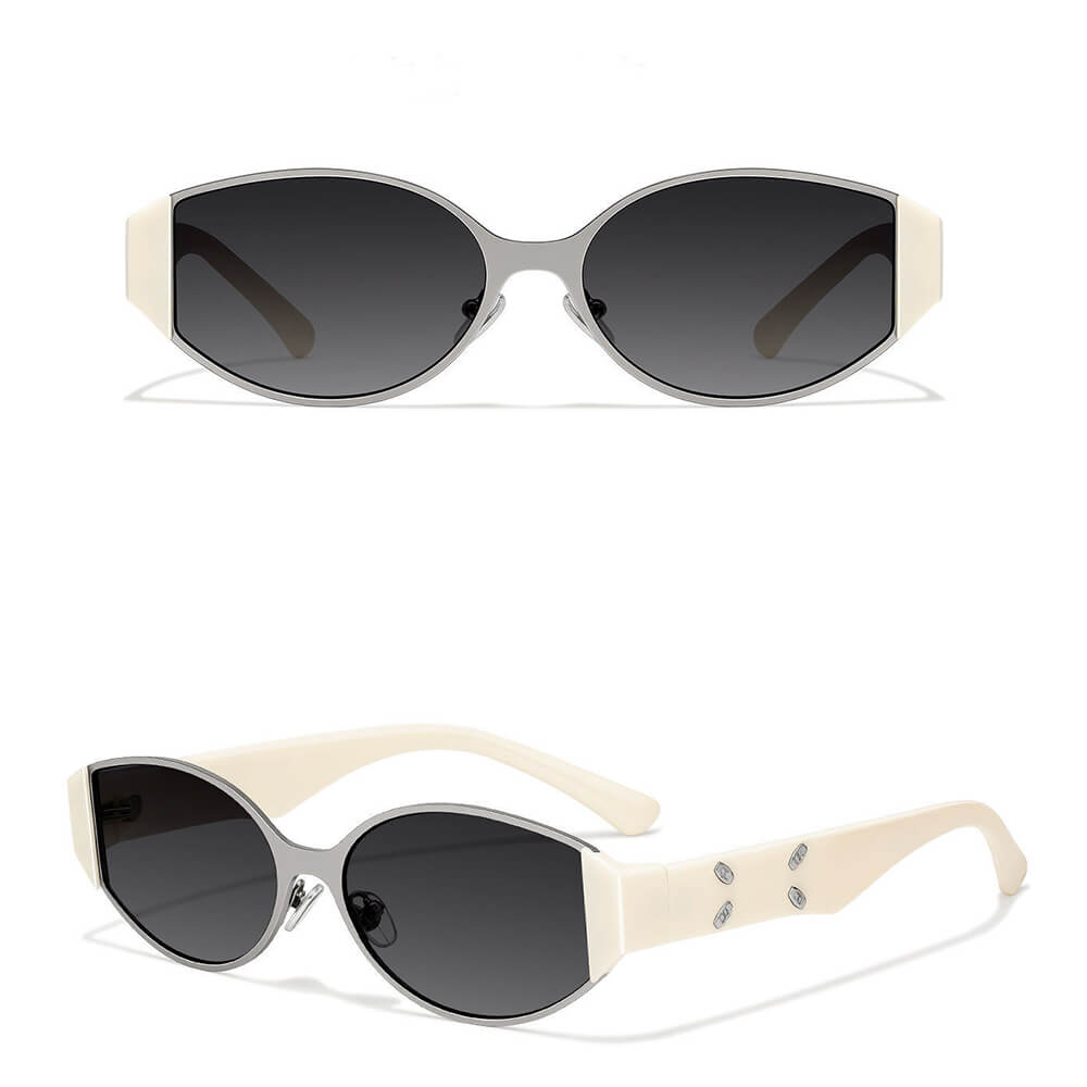 Street Stylish UV-Proof Oval-Frame PC Sunglasses