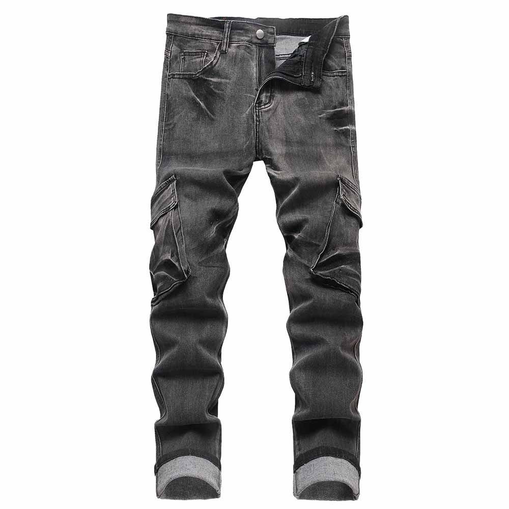 Street Vintage Multi-Pocket Cargo Denim Jeans | Gthic.com
