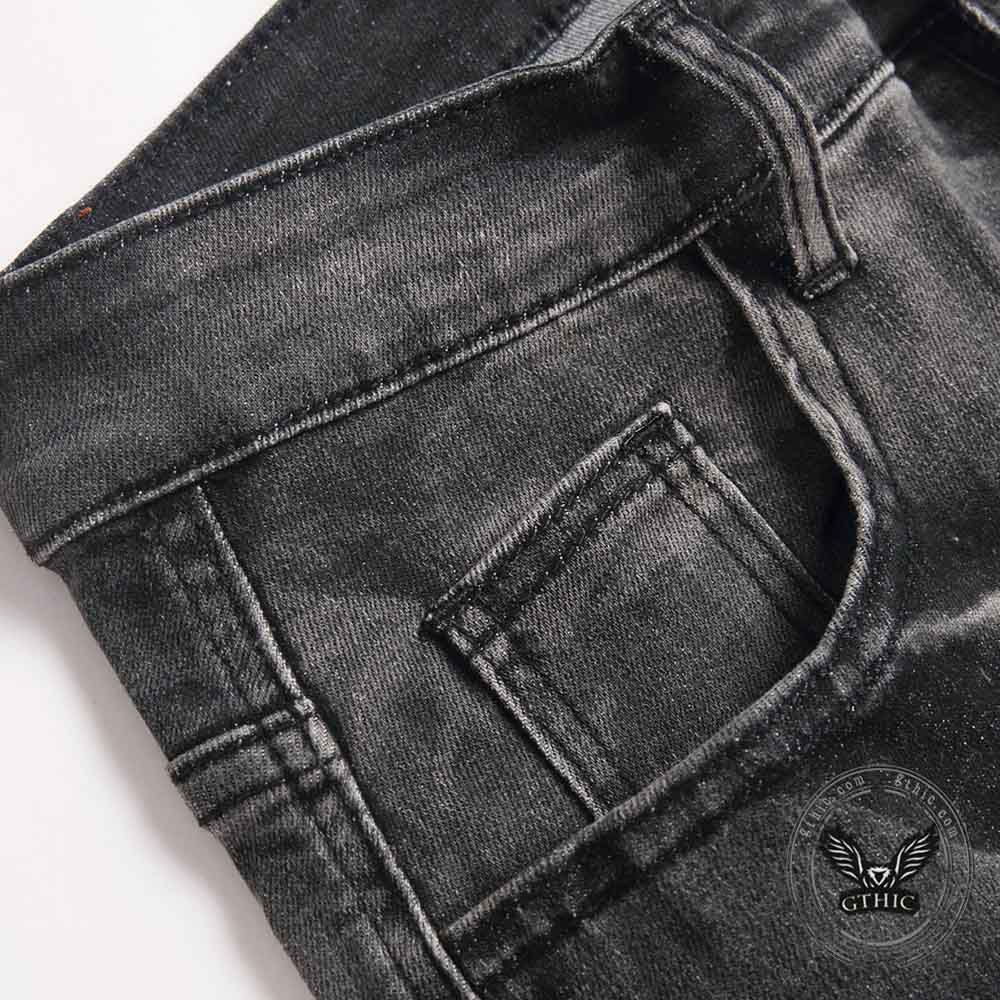 Street Vintage Multi-Pocket Cargo Denim Jeans