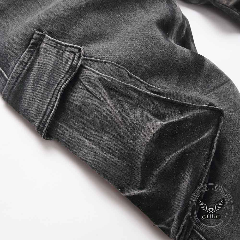 Street Vintage Multi-Pocket Cargo Denim Jeans