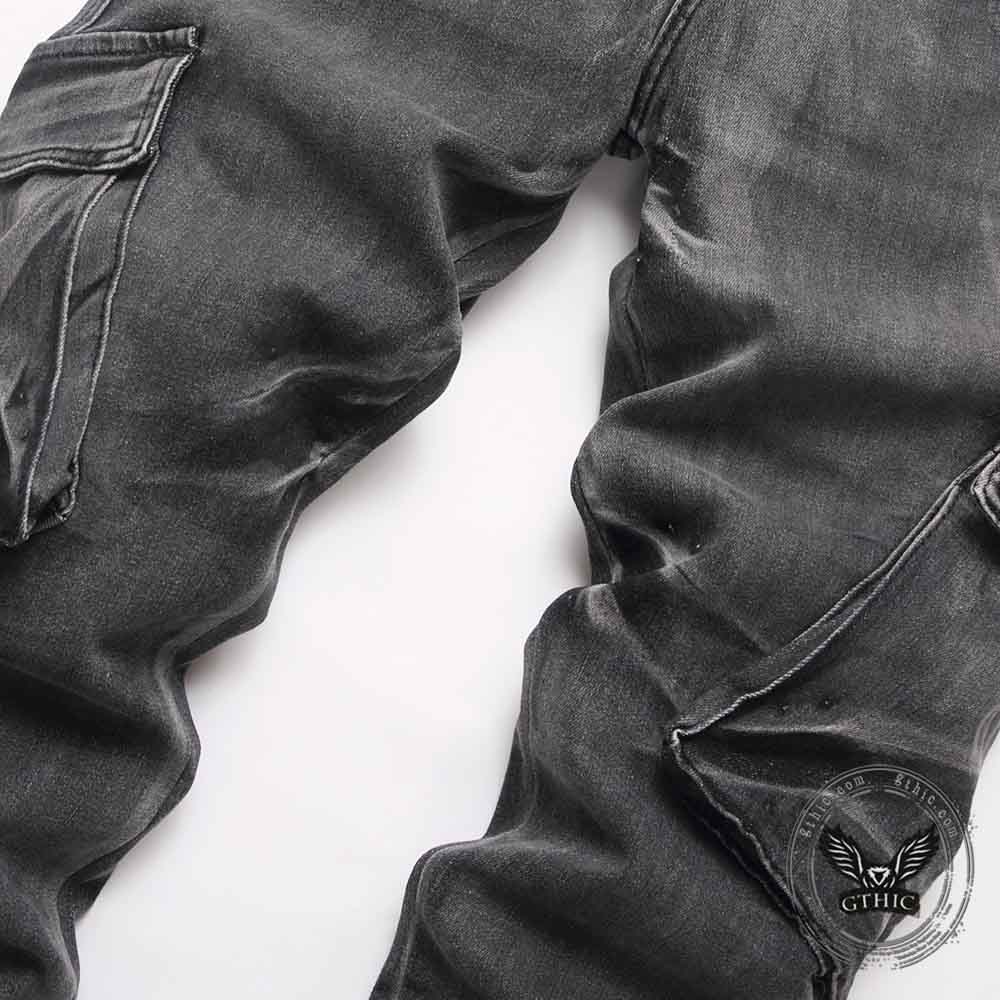 Street Vintage Multi-Pocket Cargo Denim Jeans