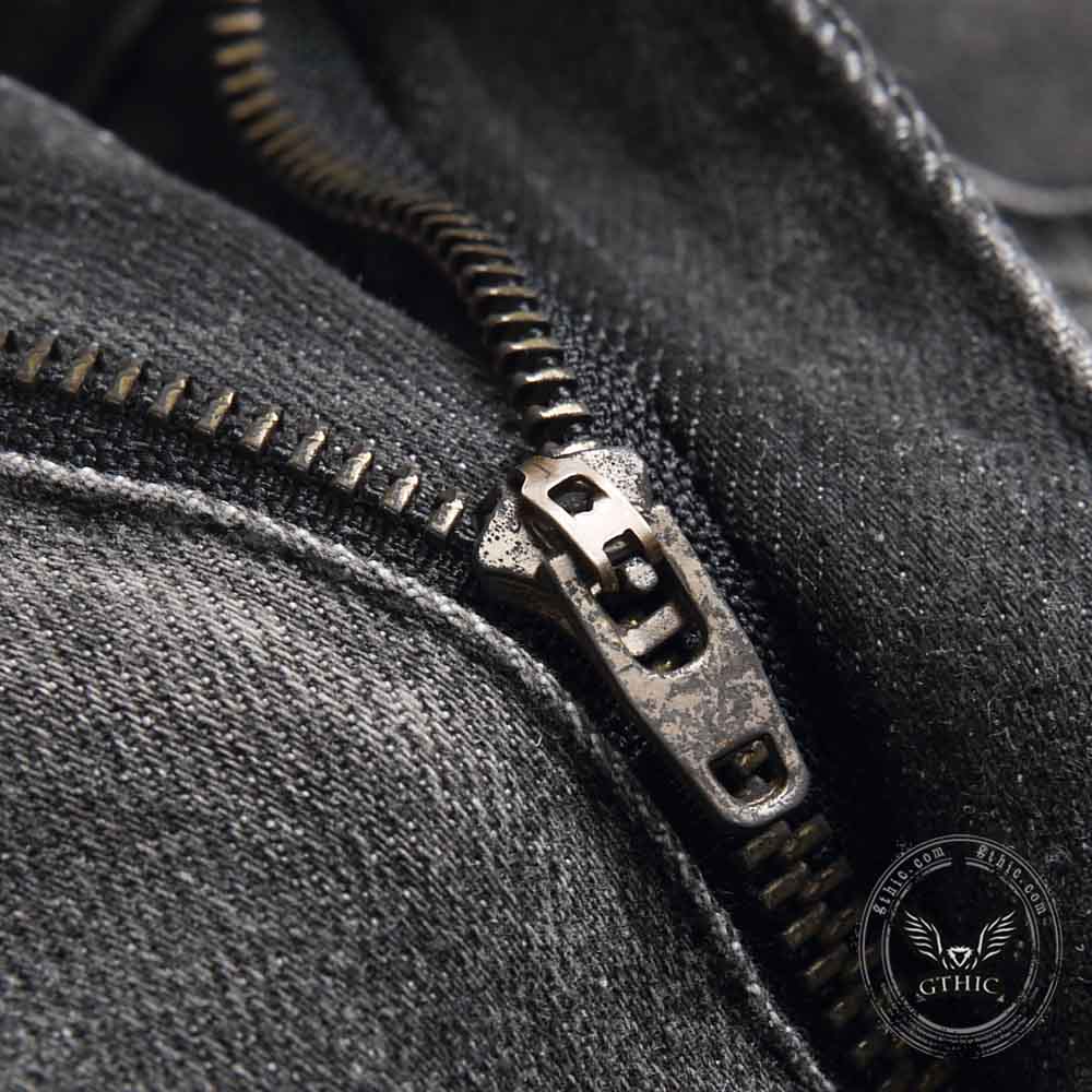 Street Vintage Multi-Pocket Cargo Denim Jeans