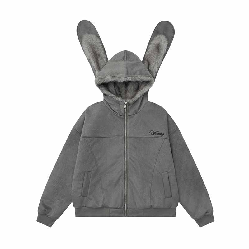 Street Y2K Bunny Ear Design Cotton-padded Jacket | Gthic.com