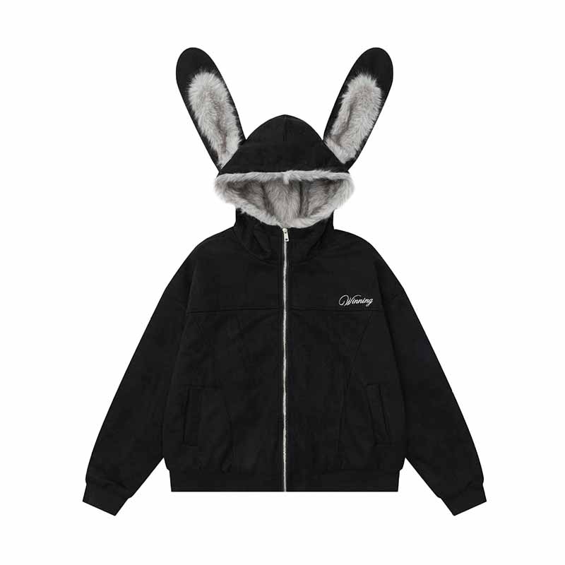 Street Y2K Bunny Ear Design Cotton-padded Jacket | Gthic.com