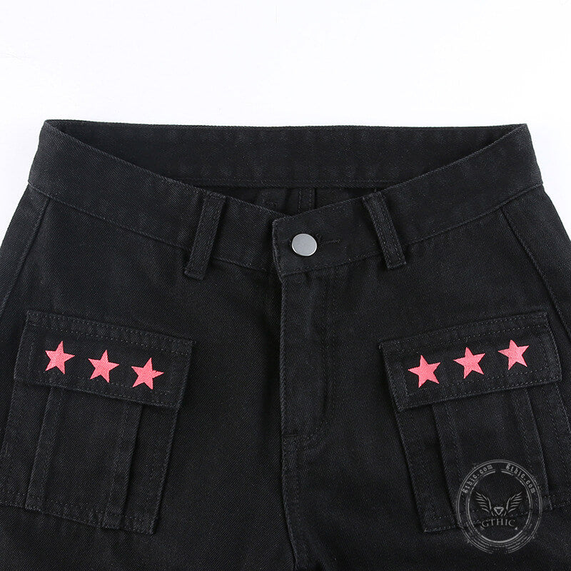 Streetwear Five-pointed Star Print Wide Leg Pants