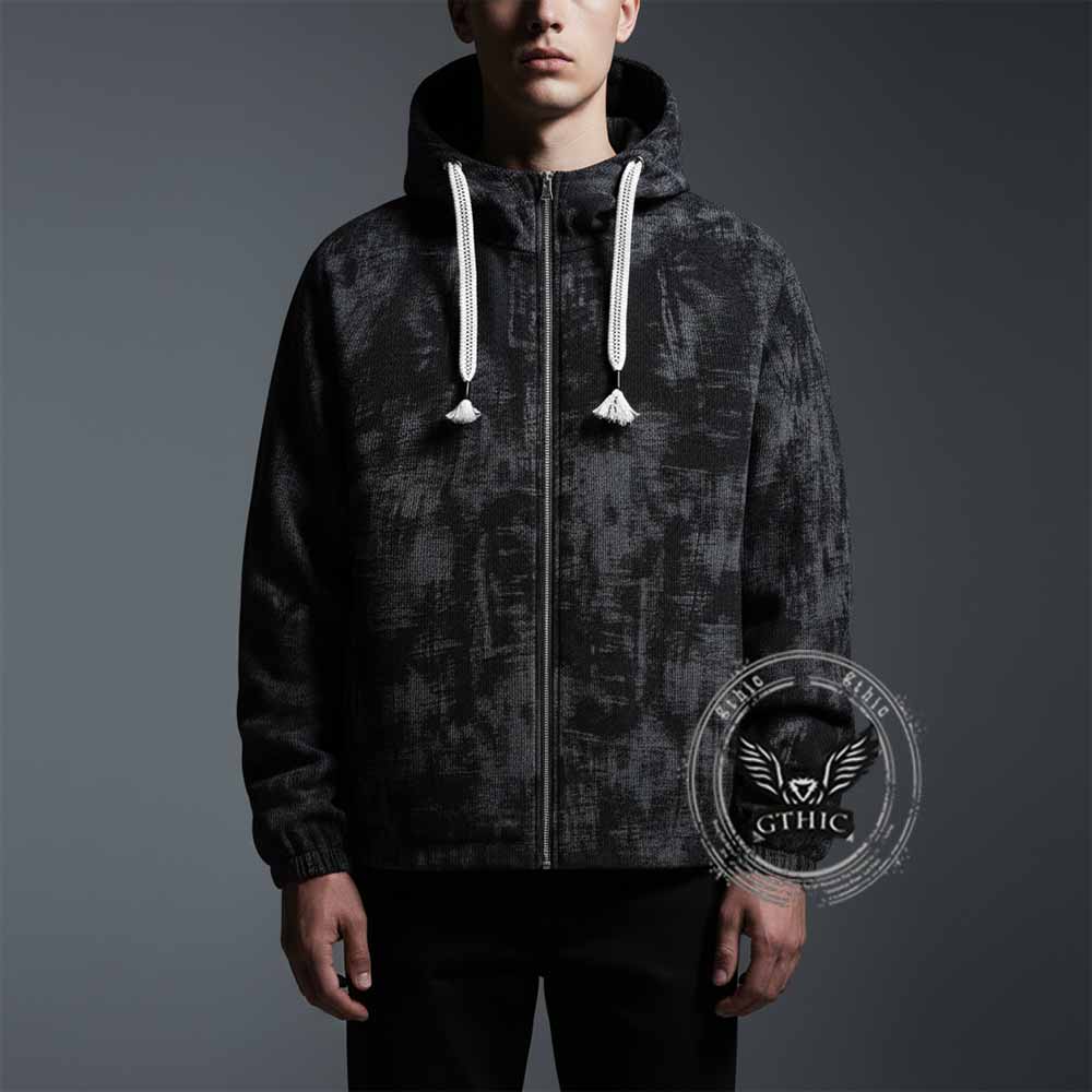 Streetwear Graffiti Print Casual Zip-Up Hooded Jacket | Gthic.com