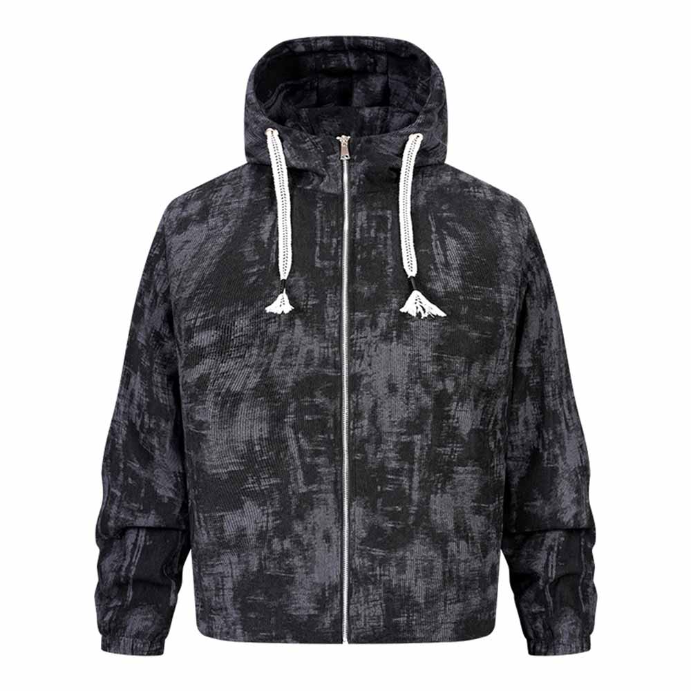 Streetwear Graffiti Print Casual Zip-Up Hooded Jacket