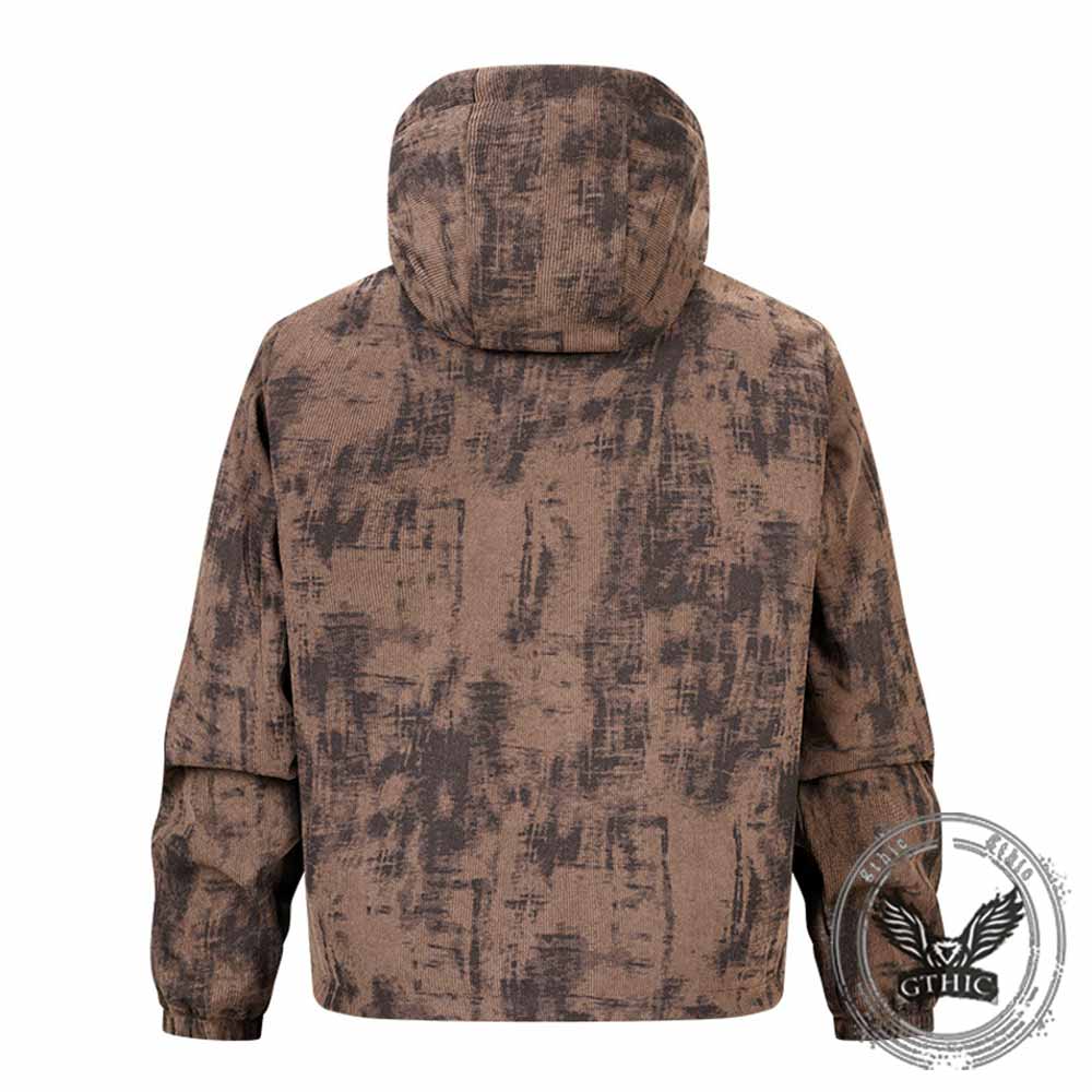 Streetwear Graffiti Print Casual Zip-Up Hooded Jacket