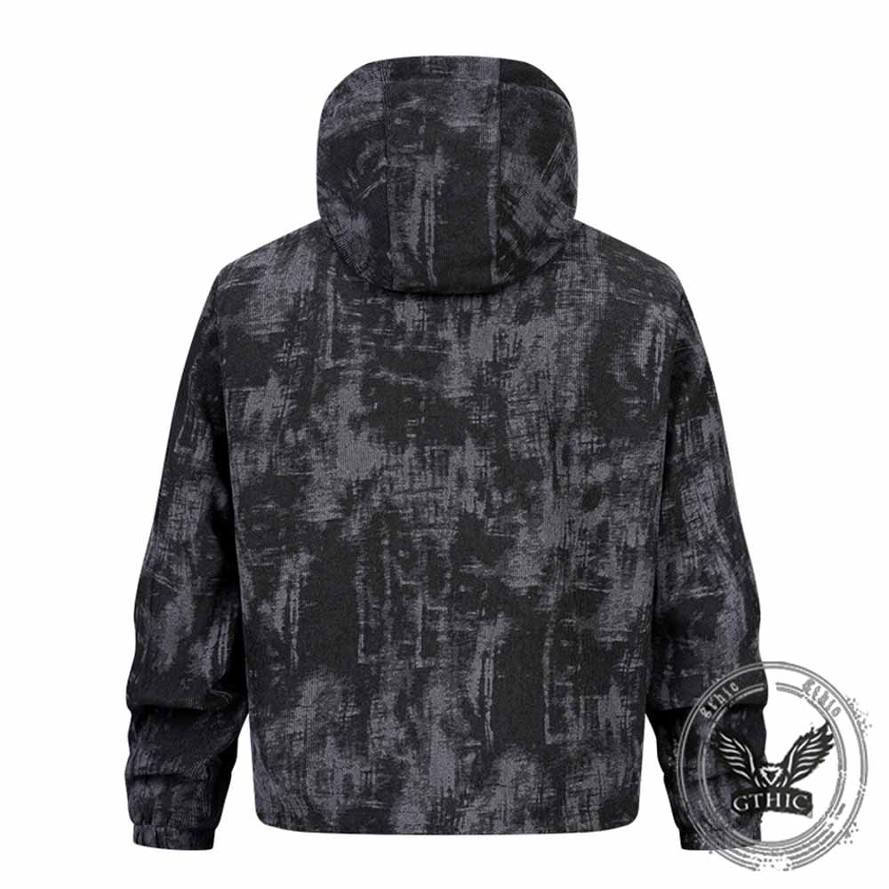 Streetwear Graffiti Print Casual Zip-Up Hooded Jacket