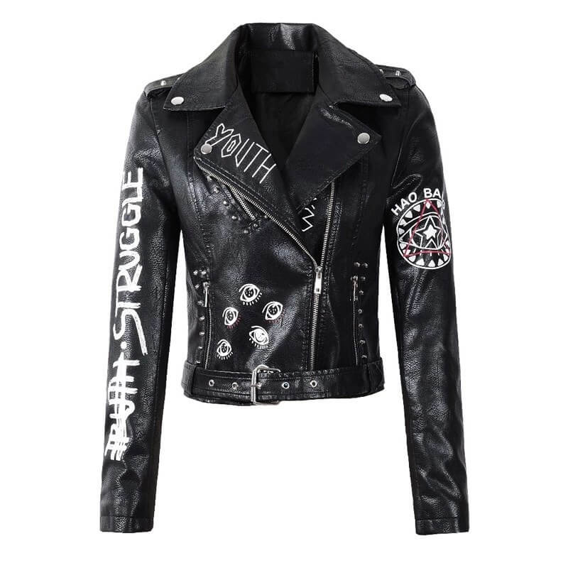 Struggle Eyeball Leather Biker Jacket | Gthic.com