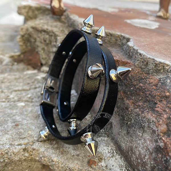 Studded Punk Leather Bracelet