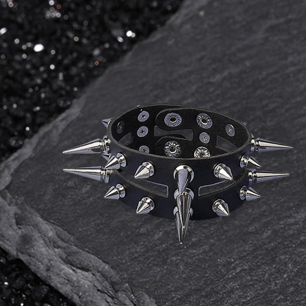 Studded Punk Leather Rivet Bracelet 01 | Gthic.com